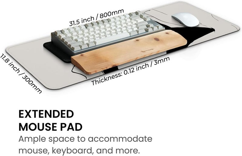 Mayflower Large Gaming Mouse Pad, Full Keyboard Mat, Long Laptop Mousepad, Computer Mouse Mat for Home and Office, Anti-Slip Rubber Base, 31.5 x 11.8 Inches (Black Cat) - Image 3
